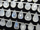 [Video] High Quality Rainbow Moonstone AA++ Drop Faceted Briolette Half or 1 Strand Bead (approx. 7 inches/19 cm)