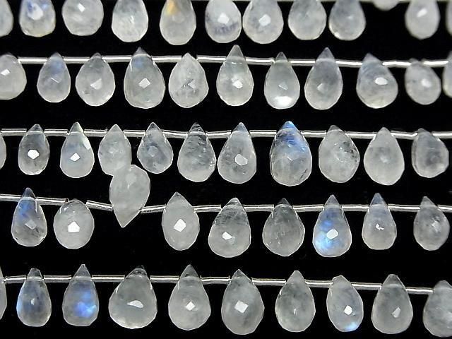 [Video] High Quality Rainbow Moonstone AA++ Drop Faceted Briolette Half or 1 Strand Bead (approx. 7 inches/19 cm)