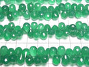 [Video] High Quality Green Onyx AAA Drop Faceted Briolette [Large] Half or 1 Strand Beads (approx. 6 inches/16 cm)