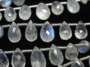[Video] High Quality Rainbow Moonstone AAA- Drop Faceted Briolette Half or 1 Strand Beads (approx. 7 inches/18 cm)