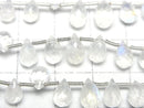 [Video] High Quality Rainbow Moonstone AAA- Drop Faceted Briolette Half or 1 Strand Beads (approx. 7 inches/18 cm)
