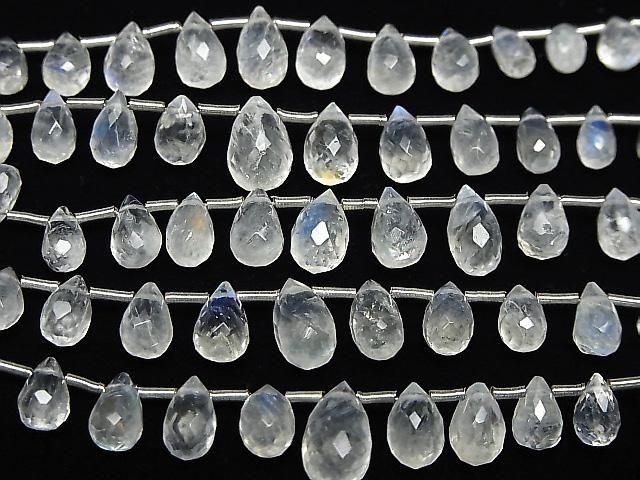 [Video] High Quality Rainbow Moonstone AAA- Drop Faceted Briolette Half or 1 Strand Beads (approx. 7 inches/18 cm)