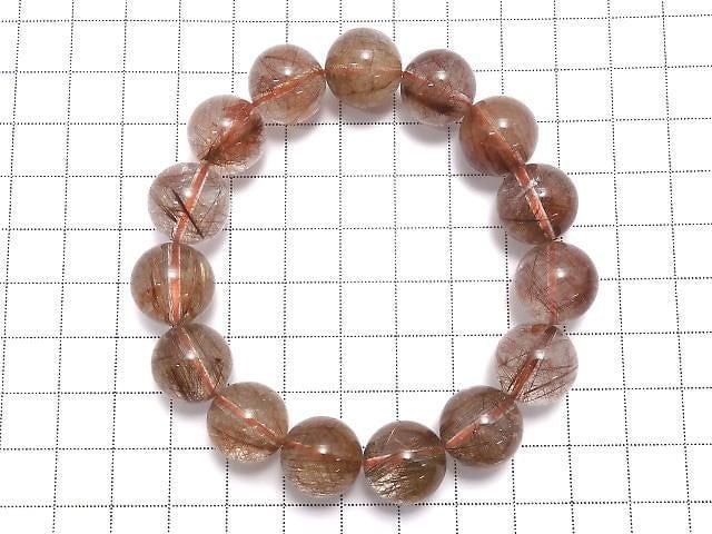 [Video][One of a kind] Copper Rutilated Quartz AAA Round 14mm Bracelet NO.104