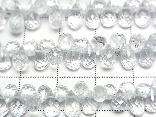 [Video] High Quality Unheated Blue Topaz AAA-Drop Faceted Briolette [SS Size] 1 Strand Bead (approx. 6 inches/16 cm)