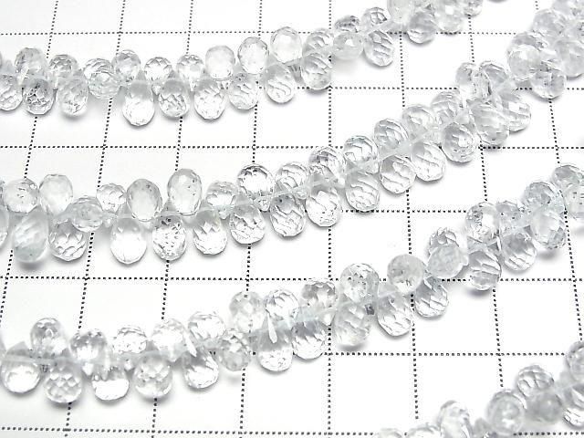 [Video] High Quality Unheated Blue Topaz AAA-Drop Faceted Briolette [SS Size] 1 Strand Bead (approx. 6 inches/16 cm)