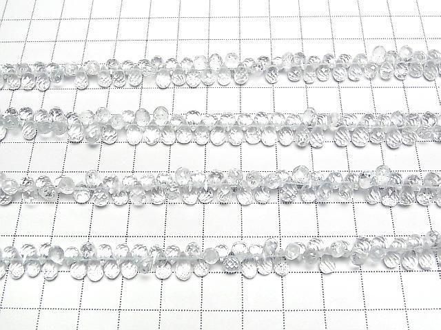 [Video] High Quality Unheated Blue Topaz AAA-Drop Faceted Briolette [SS Size] 1 Strand Bead (approx. 6 inches/16 cm)