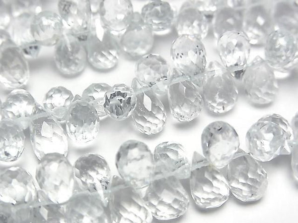 [Video] High Quality Unheated Blue Topaz AAA-Drop Faceted Briolette [Small] 1 Strand Bead (approx. 6 inches/16 cm)