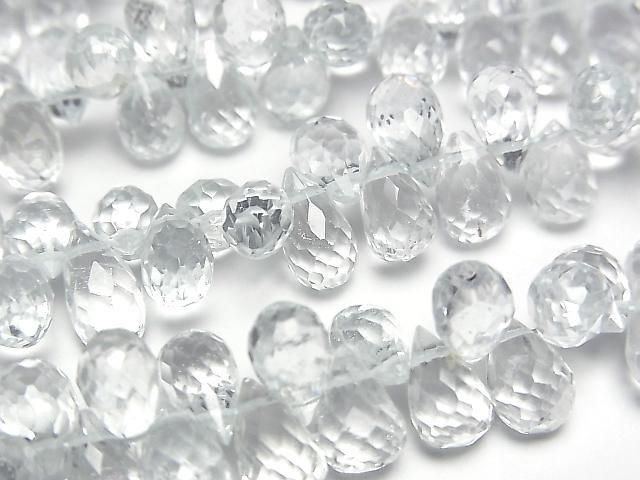 [Video] High Quality Unheated Blue Topaz AAA-Drop Faceted Briolette [Small] 1 Strand Bead (approx. 6 inches/16 cm)