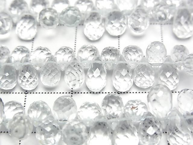 [Video] High Quality Unheated Blue Topaz AAA-Drop Faceted Briolette [Small] 1 Strand Bead (approx. 6 inches/16 cm)