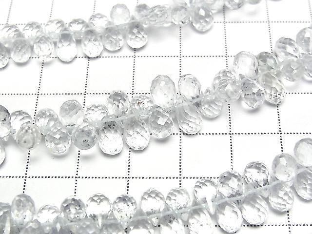 [Video] High Quality Unheated Blue Topaz AAA-Drop Faceted Briolette [Small] 1 Strand Bead (approx. 6 inches/16 cm)