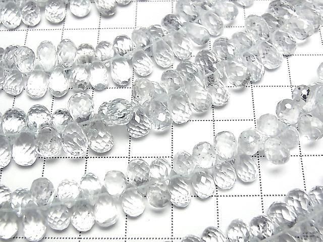 [Video] High Quality Unheated Blue Topaz AAA-Drop Faceted Briolette [Medium Size] Half or 1 Strand Bead (approx. 6 inches/16 cm)