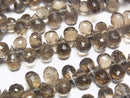 [Video] High Quality Smoky Quartz AA++ Drop Faceted Briolette [Small Size] 1 strand beads (approx. 6 inches/16 cm)
