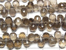 [Video] High Quality Smoky Quartz AA++ Drop Faceted Briolette [Small Size] 1 strand beads (approx. 6 inches/16 cm)