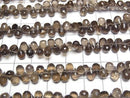 [Video] High Quality Smoky Quartz AA++ Drop Faceted Briolette [Small Size] 1 strand beads (approx. 6 inches/16 cm)