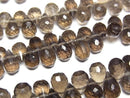 [Video] High Quality Smoky Quartz AA++ Drop Faceted Briolette [M Size] 1 Strand Bead (approx. 6 inches/16 cm)