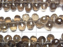 [Video] High Quality Smoky Quartz AA++ Drop Faceted Briolette [M Size] 1 Strand Bead (approx. 6 inches/16 cm)