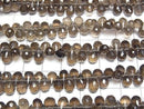 [Video] High Quality Smoky Quartz AA++ Drop Faceted Briolette [M Size] 1 Strand Bead (approx. 6 inches/16 cm)
