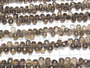 [Video] High Quality Smoky Quartz AA++ Drop Faceted Briolette [Large] 1 strand beads (approx. 6 inches/16 cm)