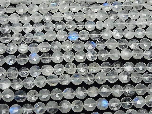 [Video] Rainbow Moonstone AA++ Faceted Coin 1strand beads (approx. 9 inches/23 cm)