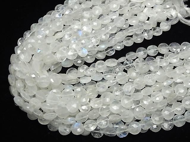 [Video] Rainbow Moonstone AA++ Faceted Coin 1strand beads (approx. 9 inches/23 cm)