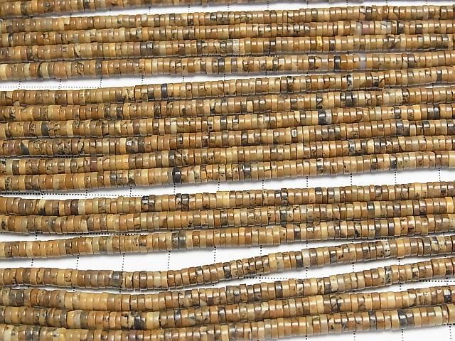 [Video] Picture Jasper Rondelle (Heishi) 4x4x1.5mm 1strand beads (approx. 15 inches/37 cm)