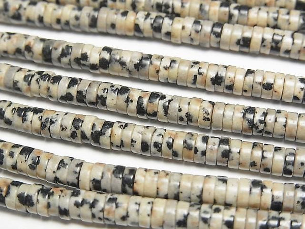 [Video] Dalmatian Jasper Rondelle (Heishi) 4x4x1.5mm 1strand beads (approx. 15 inches/37 cm)