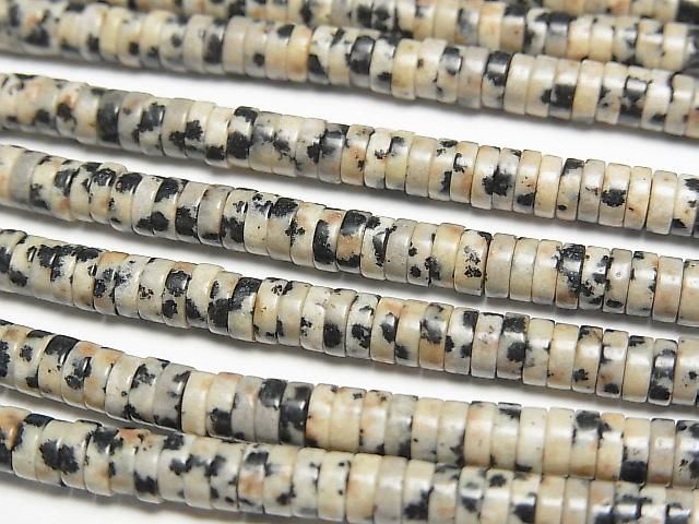 [Video] Dalmatian Jasper Rondelle (Heishi) 4x4x1.5mm 1strand beads (approx. 15 inches/37 cm)
