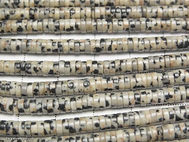 [Video] Dalmatian Jasper Rondelle (Heishi) 4x4x1.5mm 1strand beads (approx. 15 inches/37 cm)