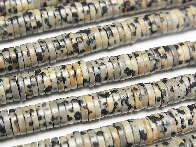 [Video] Dalmatian Jasper Rondelle (Heishi) 6x6x1.5mm 1strand beads (approx. 15 inches/38 cm)