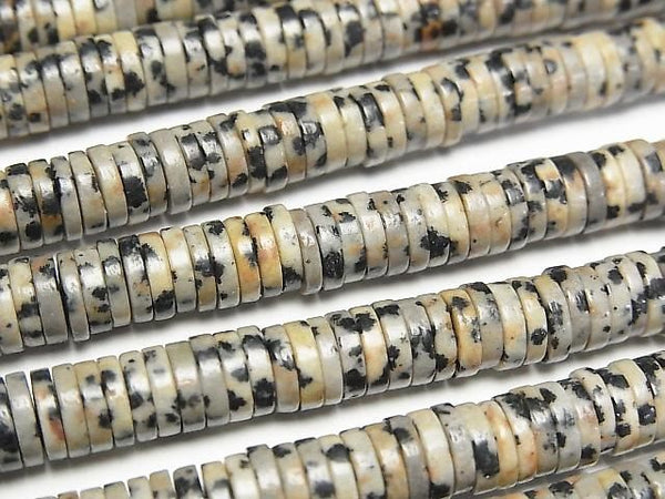 [Video] Dalmatian Jasper Rondelle (Heishi) 6x6x1.5mm 1strand beads (approx. 15 inches/38 cm)
