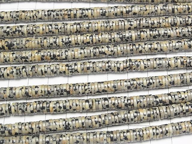 [Video] Dalmatian Jasper Rondelle (Heishi) 6x6x1.5mm 1strand beads (approx. 15 inches/38 cm)