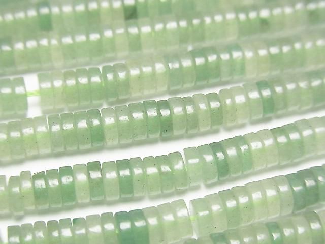 [Video] Green Aventurine Rondelle (Heishi) 4x4x1.5mm 1strand beads (approx. 15 inches/37 cm)