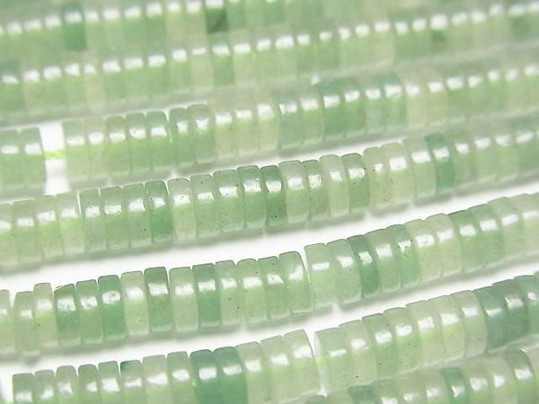 [Video] Green Aventurine Rondelle (Heishi) 4x4x1.5mm 1strand beads (approx. 15 inches/37 cm)