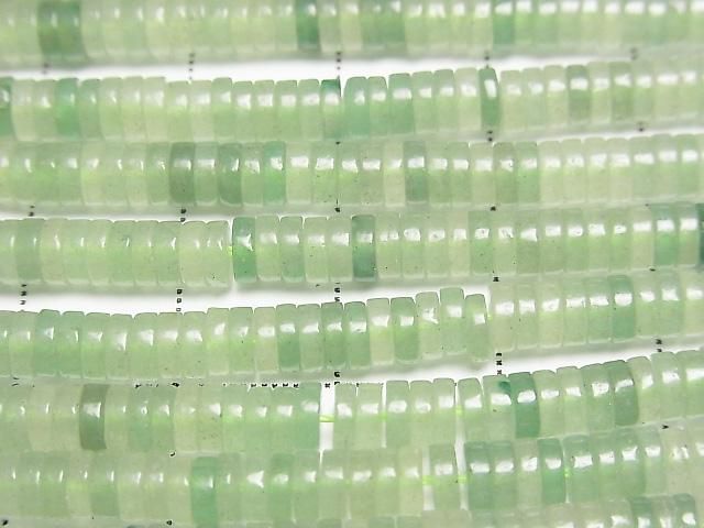 [Video] Green Aventurine Rondelle (Heishi) 4x4x1.5mm 1strand beads (approx. 15 inches/37 cm)