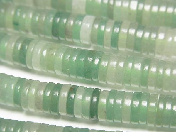 [Video] Green Aventurine Rondelle (Heishi) 6.5x6.5x1.5mm 1strand beads (approx. 15 inches/37 cm)