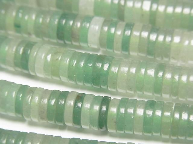 [Video] Green Aventurine Rondelle (Heishi) 6.5x6.5x1.5mm 1strand beads (approx. 15 inches/37 cm)
