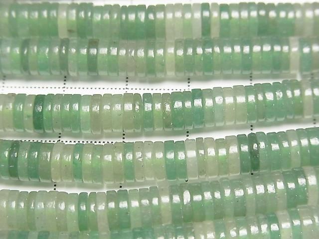 [Video] Green Aventurine Rondelle (Heishi) 6.5x6.5x1.5mm 1strand beads (approx. 15 inches/37 cm)