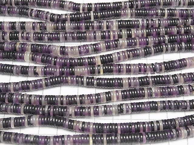 [Video] Purple Fluorite AA Rondelle (Heishi) 6x6x1.5mm 1strand beads (approx. 15 inches/36 cm)