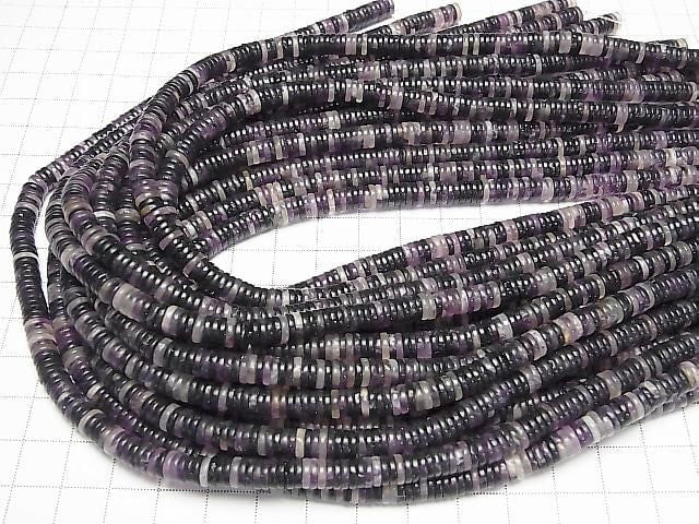 [Video] Purple Fluorite AA Rondelle (Heishi) 6x6x1.5mm 1strand beads (approx. 15 inches/36 cm)