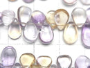 [Video] High Quality Amethyst x Citrine AA++ Pear Shape (Smooth) 1 Strand Beads (approx. 7 inches/18 cm)