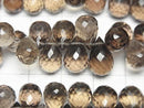 [Video]High Quality Smoky Quartz AAA Drop Faceted Briolette half or 1strand beads (aprx.7inch/18cm)