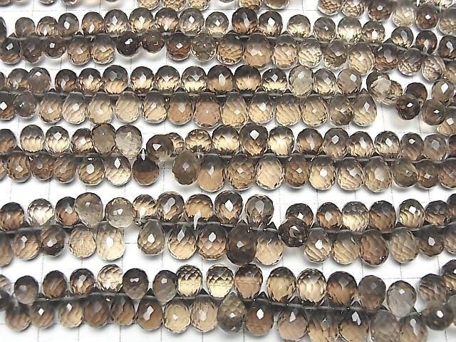 [Video]High Quality Smoky Quartz AAA Drop Faceted Briolette half or 1strand beads (aprx.7inch/18cm)