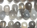 [Video] High Quality Gray Moonstone AAA-Drop (Smooth) Half or 1 Strand Beads (approx. 7 inches/18 cm)