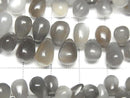 [Video] High Quality Gray Moonstone AAA-Drop (Smooth) Half or 1 Strand Beads (approx. 7 inches/18 cm)