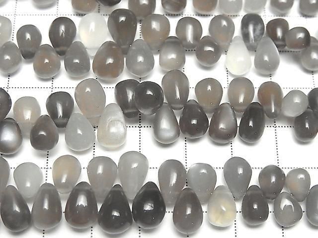 [Video] High Quality Gray Moonstone AAA-Drop (Smooth) Half or 1 Strand Beads (approx. 7 inches/18 cm)