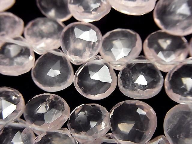 [Video]High Quality Rose Quartz AA++ Chestnut Faceted Briolette 1strand beads (aprx.5inch/13cm)