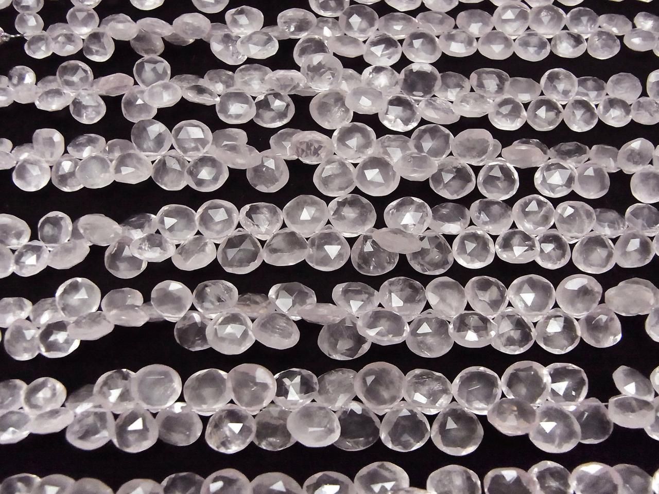 Perles 1 rangs en Quartz Rose AA++ Châtaigne Facettée Briolette de haute qualité (environ 5 pouces/13 cm)