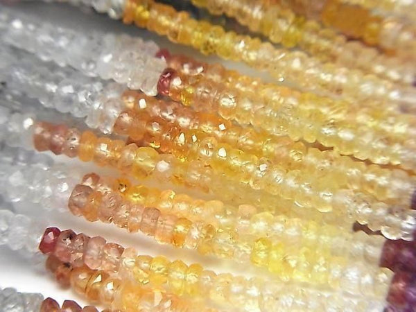 [Video] High Quality Multicolor Sapphire AAA- Faceted Button Rondelle Half or 1 Strand Beads (approx. 16 inches/40 cm)
