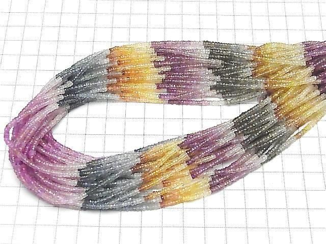 [Video] High Quality Multicolor Sapphire AAA- Faceted Button Rondelle Half or 1 Strand Beads (approx. 16 inches/40 cm)