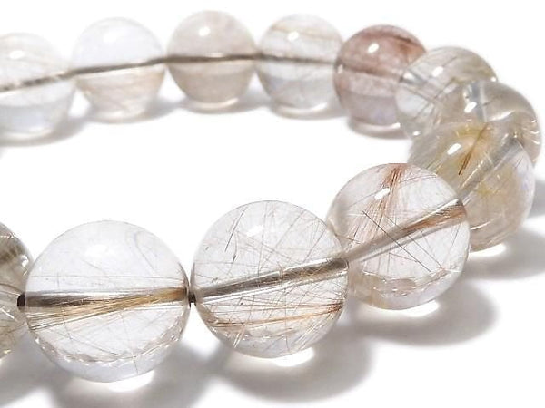 [Video][One of a kind] Multicolor Rutilated Quartz AAA Round 14mm Bracelet NO.46